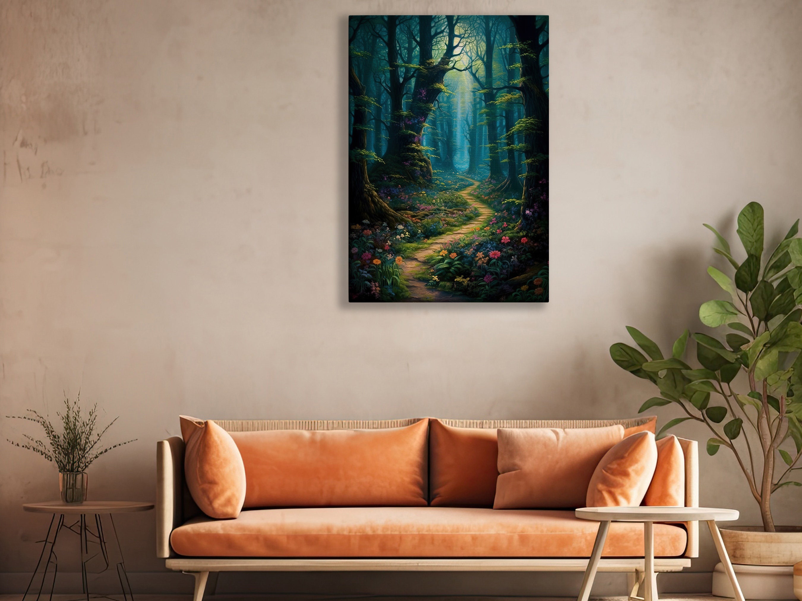 Enchanted Forest Canvas Art Print, Flowers Path - Etsy