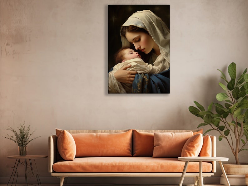 Virgin Mary and Baby Jesus Art Print: Catholic Wall Decor image 6