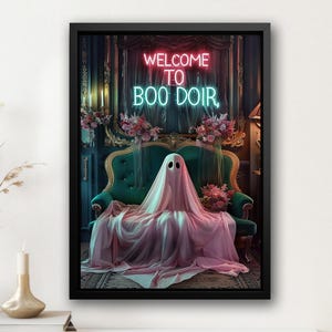 Impresión en lienzo de fantasma Boo, póster de fantasma lindo y oscuro, arte de pared de Halloween, decoración de habitación de Halloween