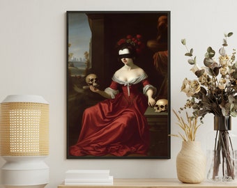 Vintage Mythical Woman Canvas Print: Dark Academia Gothic Art