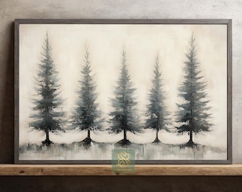 Vintage Christmas Tree Canvas Print: Cottage Xmas Wall Art