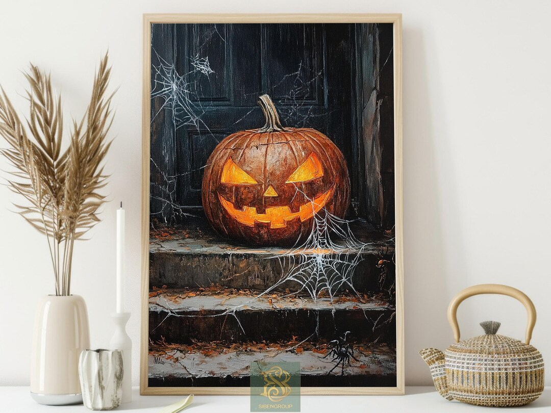 Haunted Jack O'lantern Canvas Print: Spooky Gothic Halloween Decor - Etsy