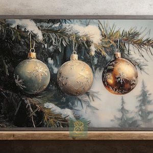 Vintage Christmas bauble Canvas Print, Cottage Xmas Poster, Christmas Wall Art, Christmas Decor