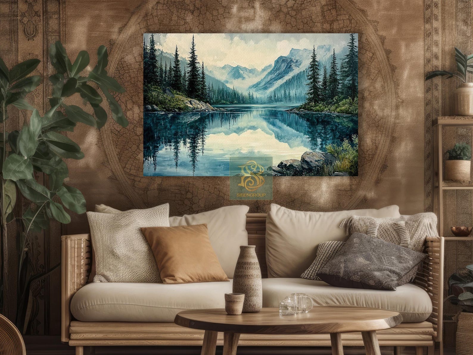 Misty Mountain Lake Canvas Print: Tranquil Forest Reflection Wall Art ...