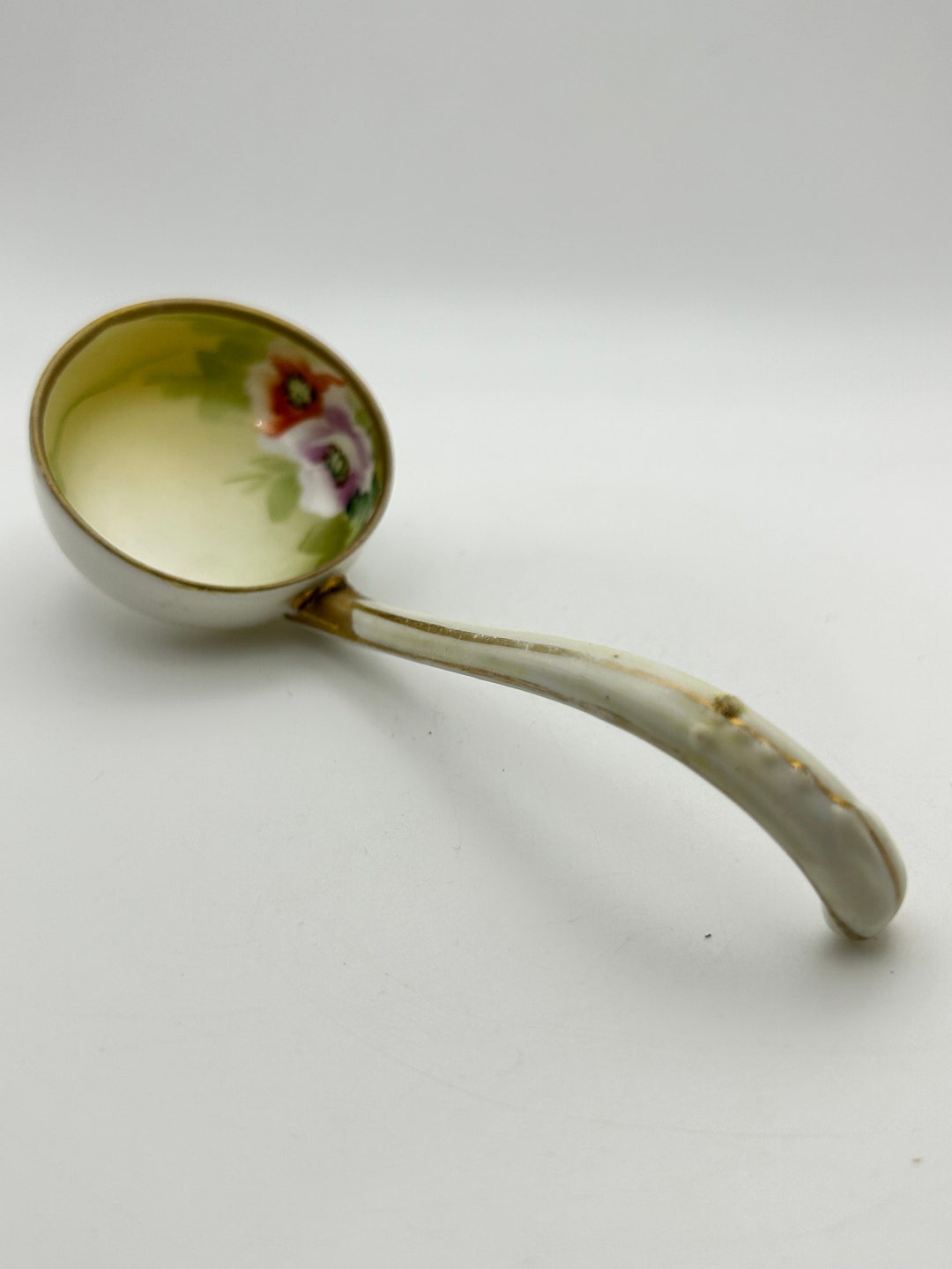 Vintage Nippon Mayonnaise Spoon 5 Handpainted Floral Gold Etsy