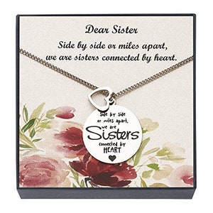 姉妹のネックレス - 並んでいても離れていても、私たちは心で結ばれた姉妹です。姉妹へのネックレス、姉妹から姉妹への贈り物、18インチ