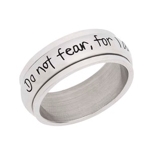 8mm Women&#39;s Spinner Ring - Do Not Fear,  For I Am With You Isaiah 41:10 .. Christian Religious Inspirational Ring Anxiety & Stress Relief