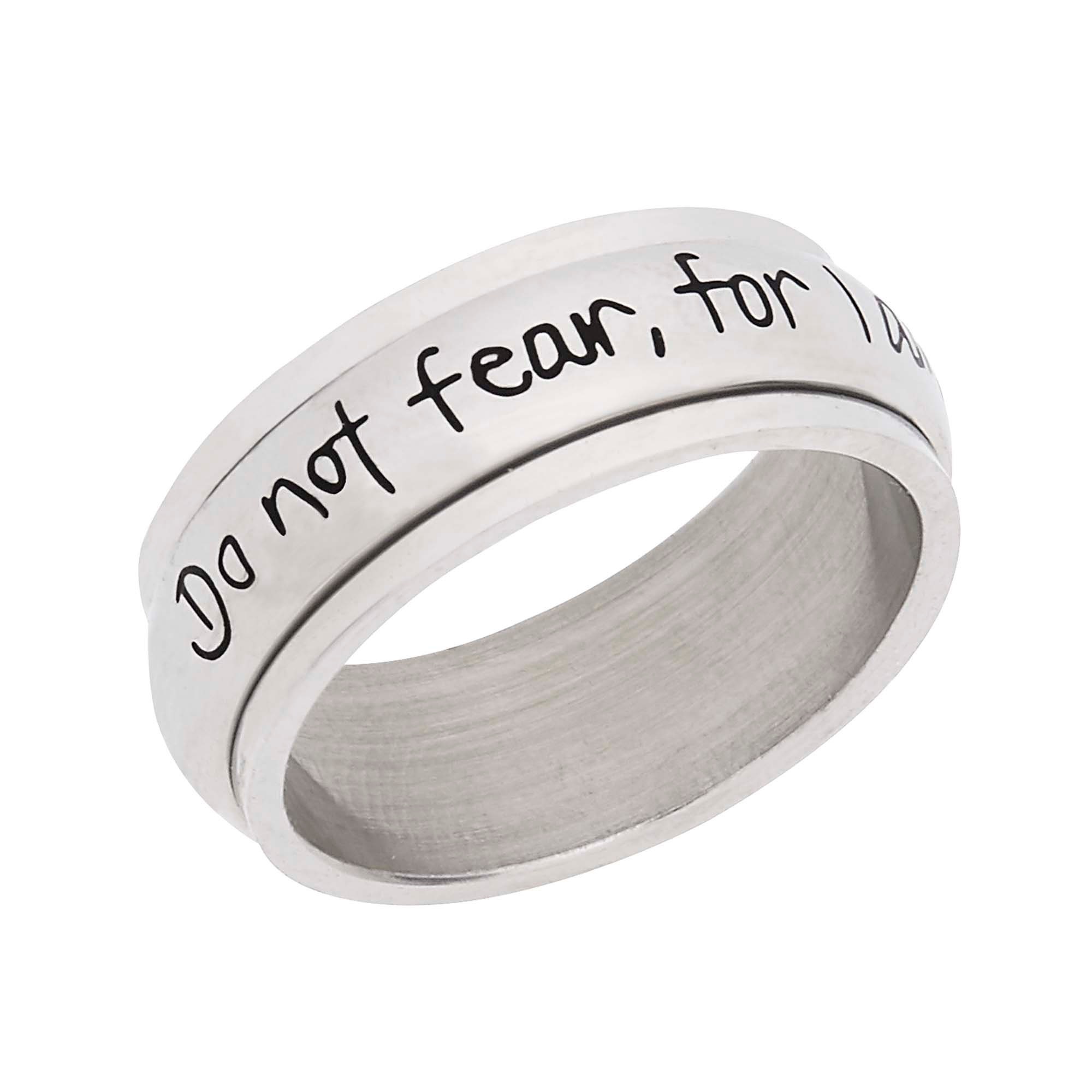 8mm Women's Spinner Ring - Do Not Fear,  For I Am With You Isaiah 41:10 .. Christian Religious Inspirational Ring Anxiety & Stress Relief