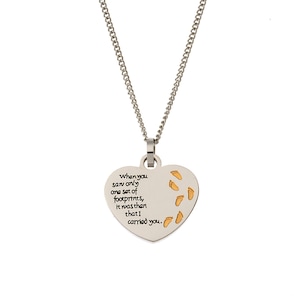 When You Saw Only One Set of Foot Prints It Was Then That I Carried You… Footprints in the Sand Inspirational Pendant Necklace and Gifts