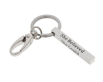 High Polished Stainless Steel She Believed She Could so She Did...  Inspirational Keychain Keyring And Gifts