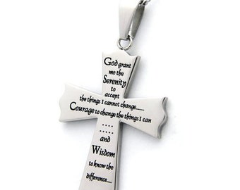 God Grant Me The Serenity to Accept The Things I Cannot Change The Serenity Prayer 12 Steps  Recovery Sobriety Pendant Necklace and Gifts