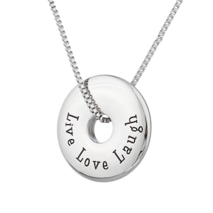 Inspirational Necklace For Women- Live Love Laugh Mantra Daily Reminder Necklaces Jewelry and Gifts, 18&quot;