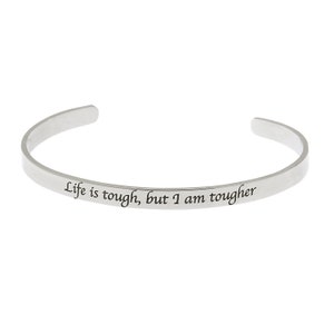 Bangle Bracelets for Women- Life is Tough But I Am Tougher Mantra Inspirational Daily Reminder Bracelets  and Gifts
