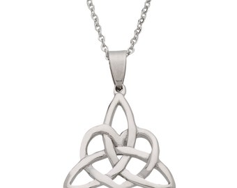 Hochpolierte Edelstahl Dreieck Keltischer Knoten Anhänger Halskette und Geschenke