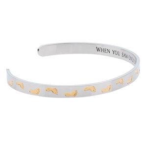 Bangle Bracelets for Women- Reminder Bracelets Two-Tone Footprints in The Sand Inspirational Bracelets & Gifts