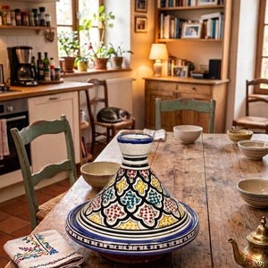 Handmade Moroccan Tagine, Decorative Clay Cooking Pot, Authentic Safi Ceramic Tajine, Traditional North African Kitchen Decor
