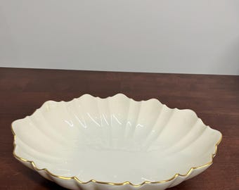 Lenox 11" Scalloped Symphony Bowl - Large Ivory & 24k Gold Vintage Serving Piece