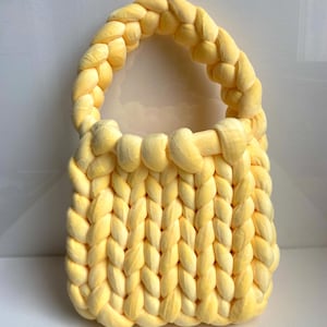 Handwoven Velvet Yellow Handbag