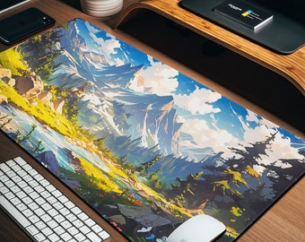 Epic Anime Valley Landscape Gaming Mouse Pad, Scenic Mountain Desk Mat