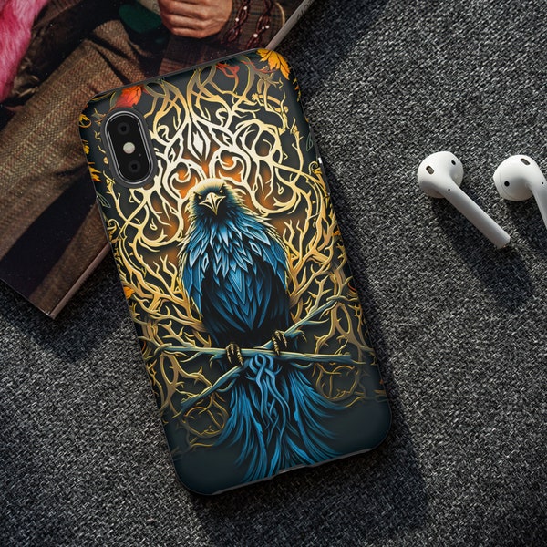 Celtic Raven Tree iPhone and Android Tough Phone Case, Dual Shell/Impact Resistant