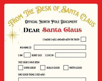 Santa Letter, Santa Wish List, Christmas Wish List, Letter to Santa