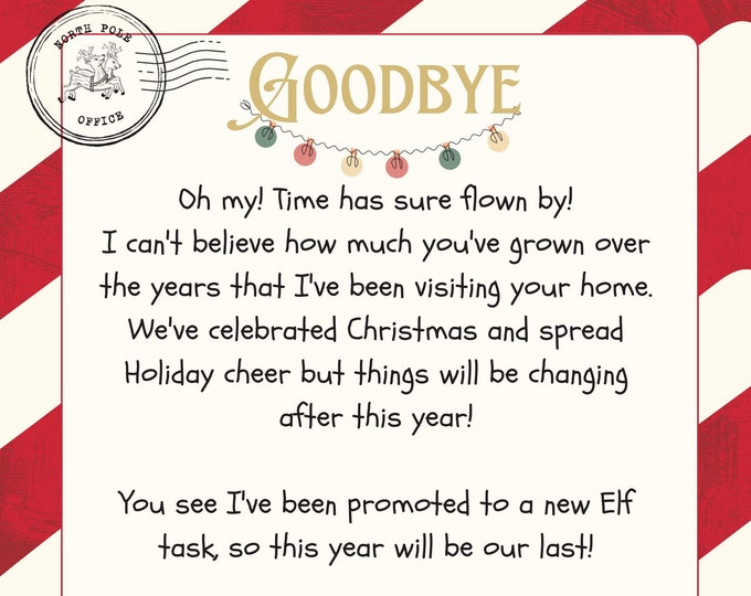 Elf Retirement Letter Elf Goodbye Letter Editable Elf Letter Final Elf ...