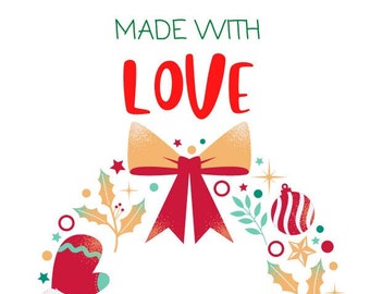 Christmas Gift Tag, EDITABLE and INSTANT DOWNLOAD, Made with Love Christmas Gift Tag, Printable