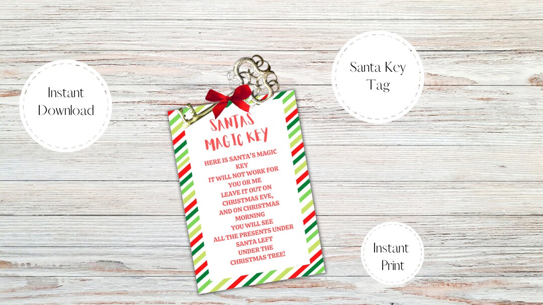 Santa Key Tag, Instant Download, Santa Key, Printable Santa Key Tag - Etsy