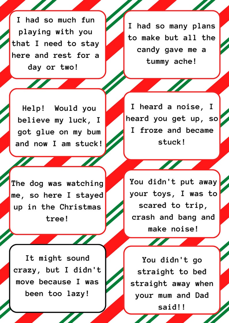 Elf Didn't Move Excuse Notes Etsy