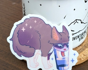 Water Cup Cat Sticker