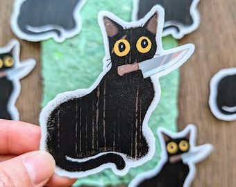 Murder Knife Cat Sticker