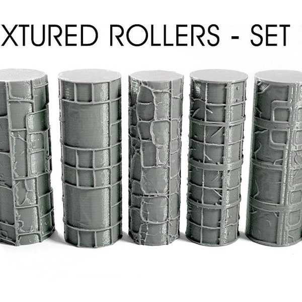 Textured Rollers Set 2 | D&D Terrain 28mm | 32mm | Dungeons and Dragons | DnD | Polymer Clay Pattern | Tabletop RPG