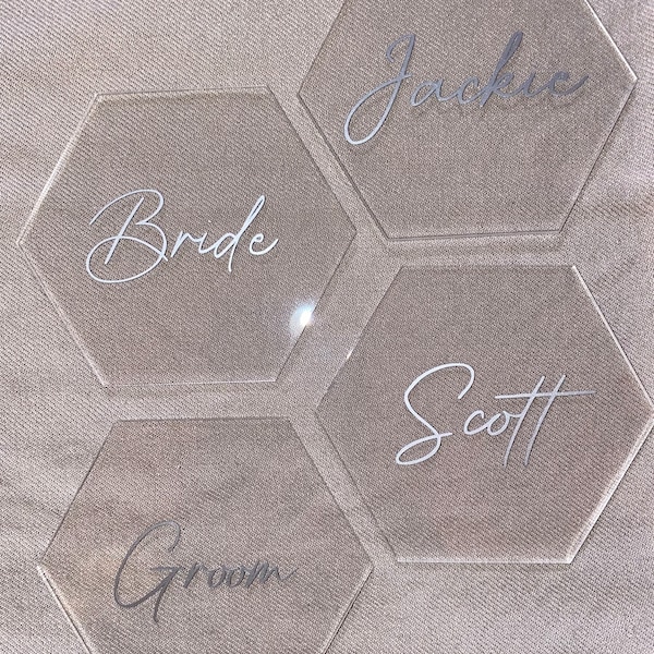 3-inch Personalized Hexagon Acrylic Place Card Name Card Party Favor Custom