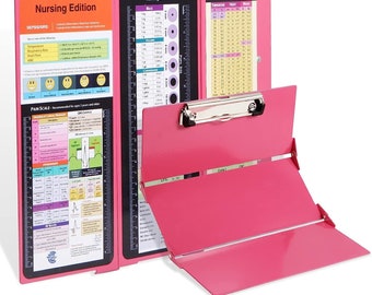 Nursing Clipboard with Nursing and Medical Edition Cheat Sheets 3 Layers Foldable Nurse  Notepad for Students, Nurses and Doctors (Pink)