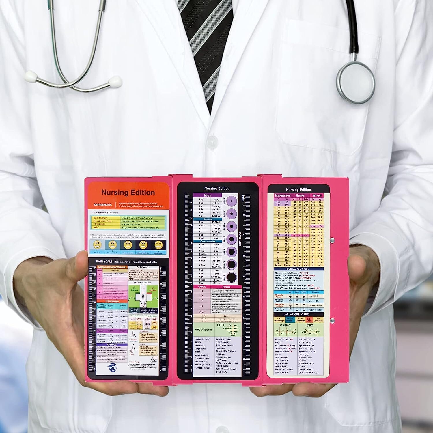 Nursing Clipboard With Nursing and Medical Edition Cheat Sheets 3 Layers Foldable Nurse Notepad