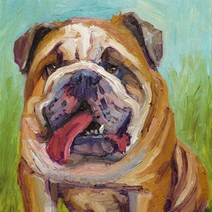 English Bulldog, Original Oil, Dog Portrait, Wall Decor, Hand Painted, Pet Portrait