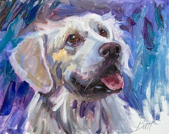 Golden Retriever Ölgemälde, original Ölgemälde, Hundeliebhaber, Öl auf Leinwand, Hundeportrait, Tierportrait