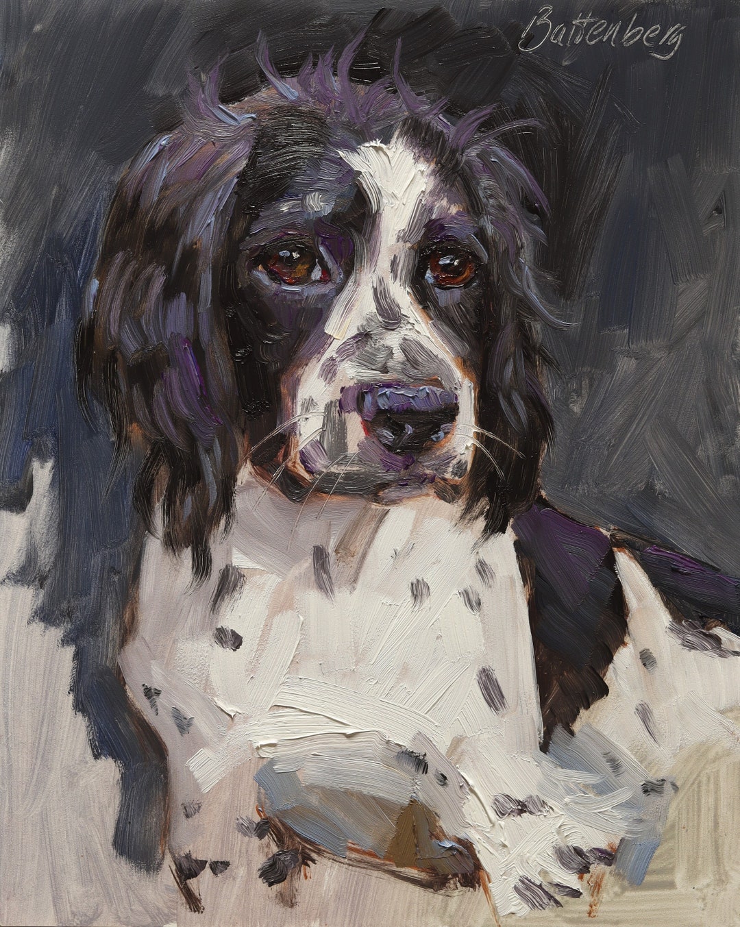English Springer Spaniel Oil Portrait Print, Original Oil Dog Print ...