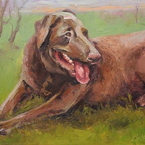 Chocolate Labrador Fine Art Print, Labrador Oil Portrait, Dog Wall Decor, Gifts for Dog Lovers, Dog Portrait, Dog Artwork, Brown Labrador