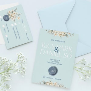 QUALCOSA DI BLU / Suite per inviti di nozze, modello modificabile, classico, senza tempo