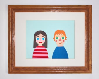 Custom Paper Portrait 8x10 | Minimalist Couple Art from Photo