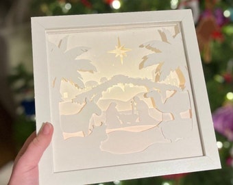 デジタルダウンロード キリスト降誕のシャドーボックステンプレート