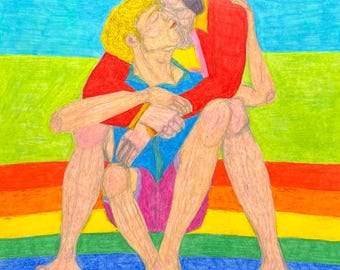 Intensivering, kunst homo man paar date kunst romantisch queer liefde LGBTQ kunst mannen gelukkig gay pride paar dating kunst erotische homo kunst homo mannen kunst