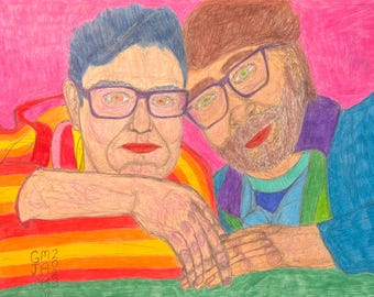 Bruiloft Bell Blues and Reds, kunst homo mannelijk paar kunst romantische queer liefde LGBTQ kunst mannen Gay Pride paar dating kunst erotische homo kunst homoseksuele mannen