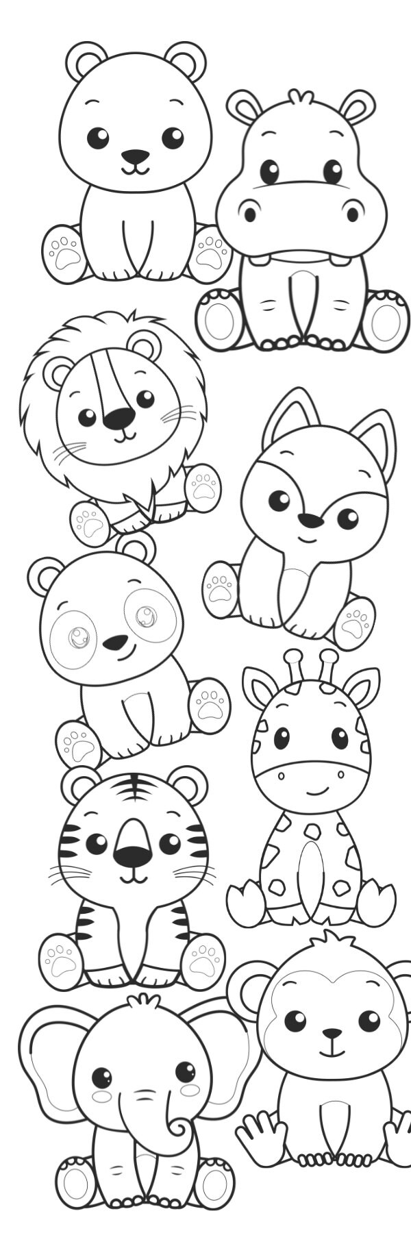 4 Printable Animal Coloring Bookmarks for Kids - Etsy