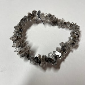 Natural Herkimer Bracelet/ Diamond Crystal Quartz Nuggets Bracelet with black phantom/Raw Stone healing spiritual Bracelet