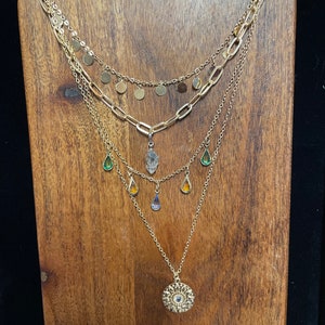 Multilayer NECKLACE, HERKIMER DIAMOND, Herkimer Necklace, Natural Diamond Crystals Multi Strands Necklace Perfect Anniversary Gift