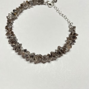 Natural Herkimer Bracelet/ Diamond Crystal Quartz Nuggets Bracelet with black phantom/Raw Stone healing spiritual Bracelet for lady