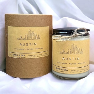 Austin Scented Candle • 100% Soy Wax Handcrafted Small Batch • Great Gift for TX Lover • City Themed Candles