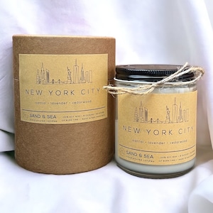 Świeca zapachowa New York City • 100% wosku sojowego, ręcznie robiona, mała partia • Świetny prezent dla miłośnika Nowego Jorku • Świece o tematyce miejskiej
